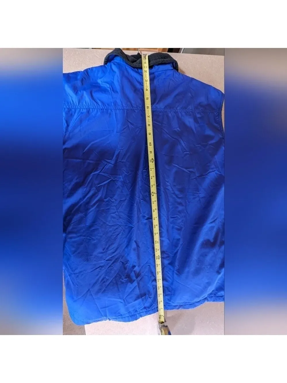 REI Vintage Royal Blue w/black Fleece lined Windbreaker vest Size XL